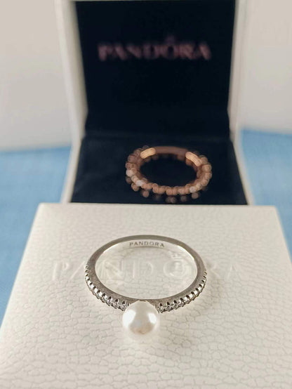 Treated Freshwater Cultured Pearl & Pavé Ring