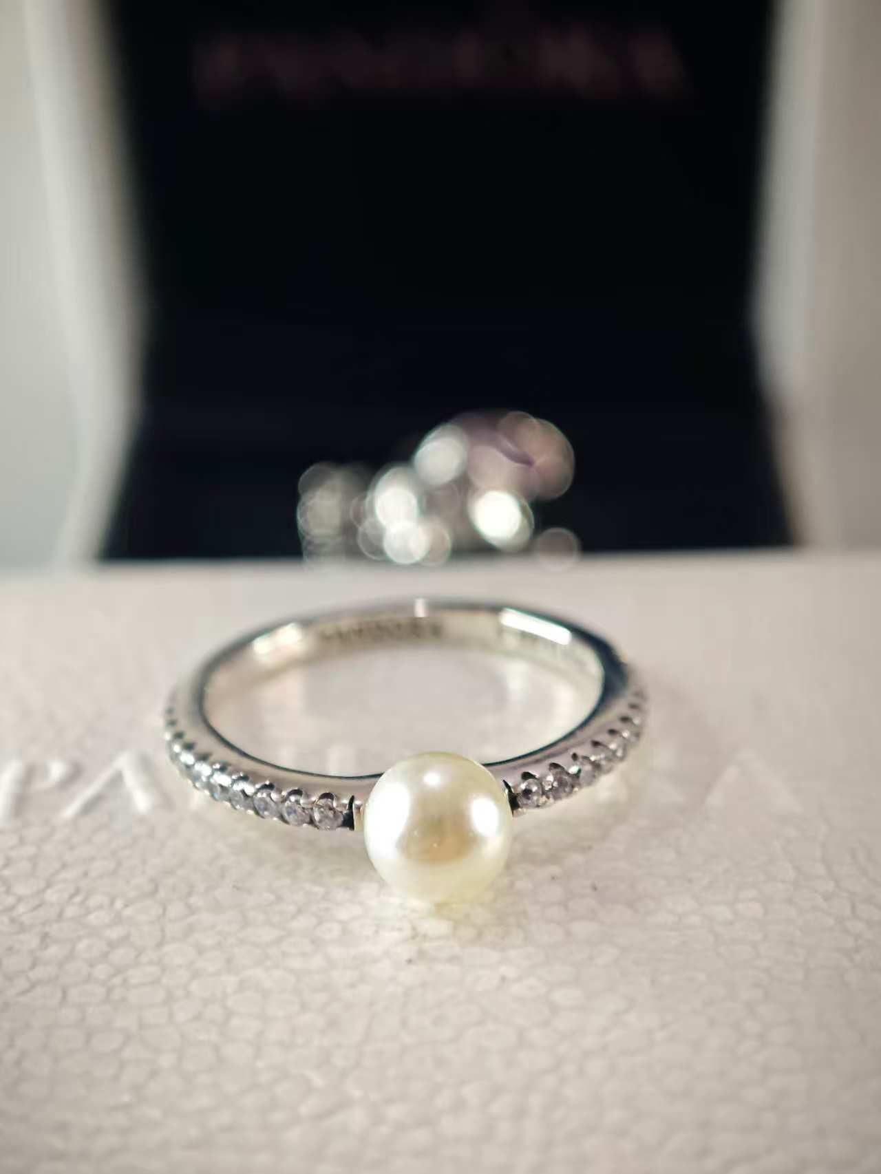 Treated Freshwater Cultured Pearl & Pavé Ring