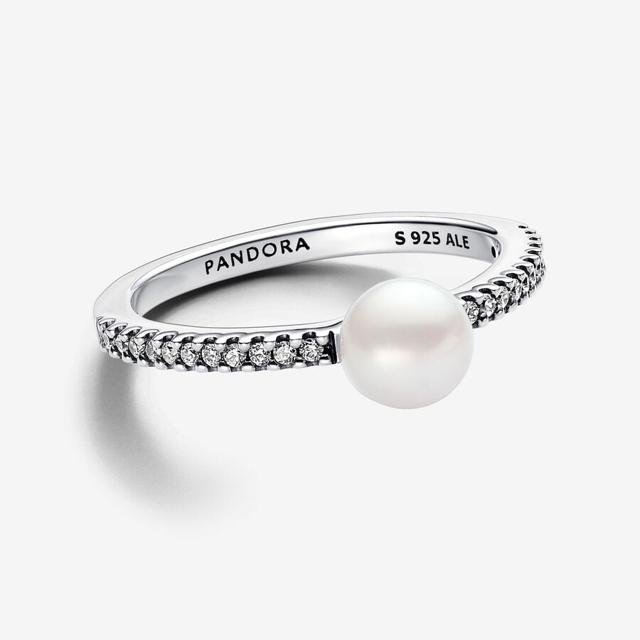 Treated Freshwater Cultured Pearl & Pavé Ring