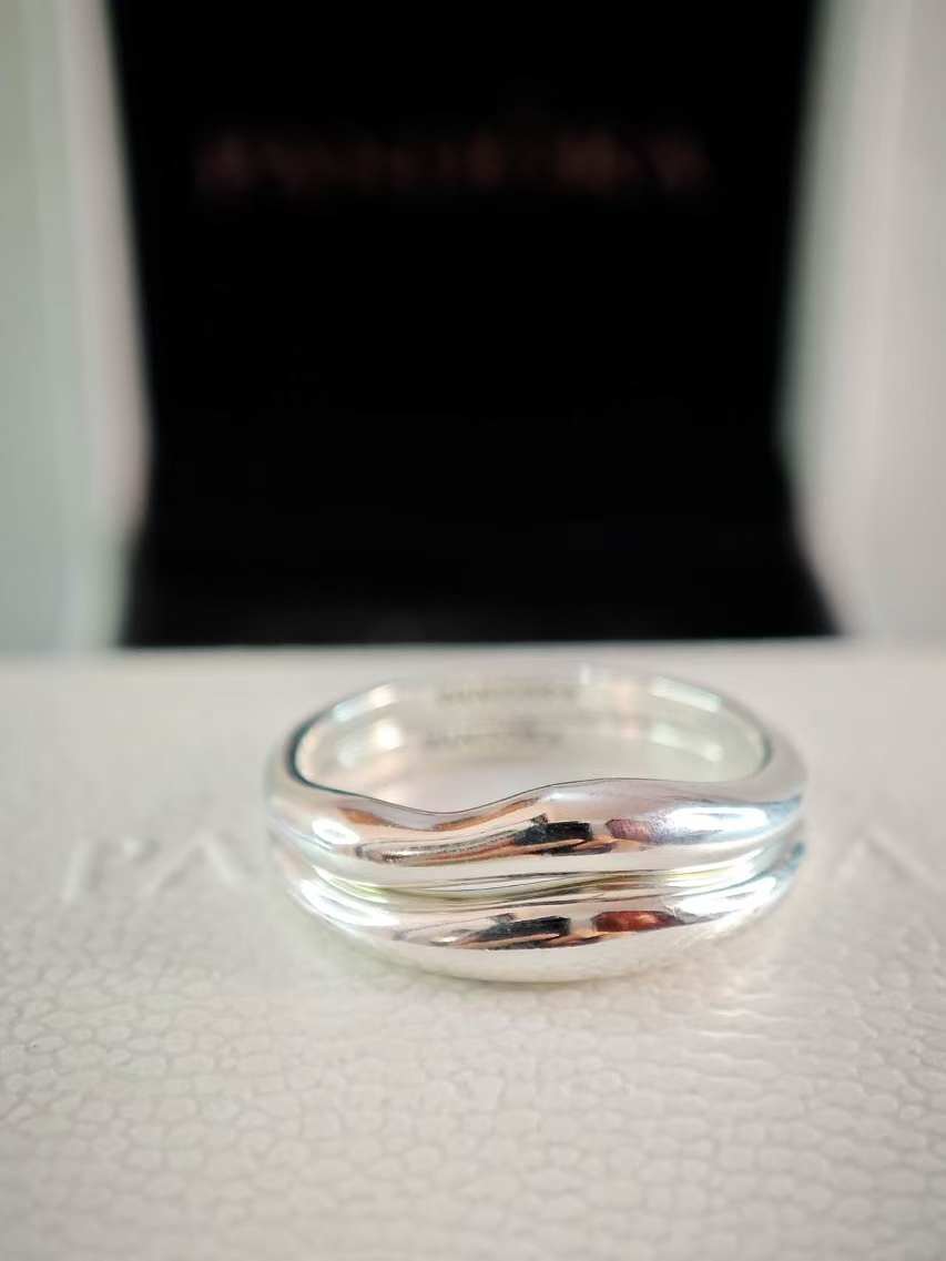 Silver Organically Shaped Stacking Rings