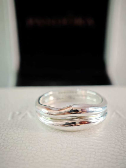 Silver Organically Shaped Stacking Rings
