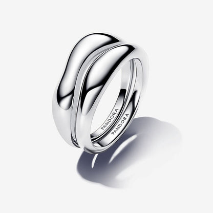 Silver Organically Shaped Stacking Rings