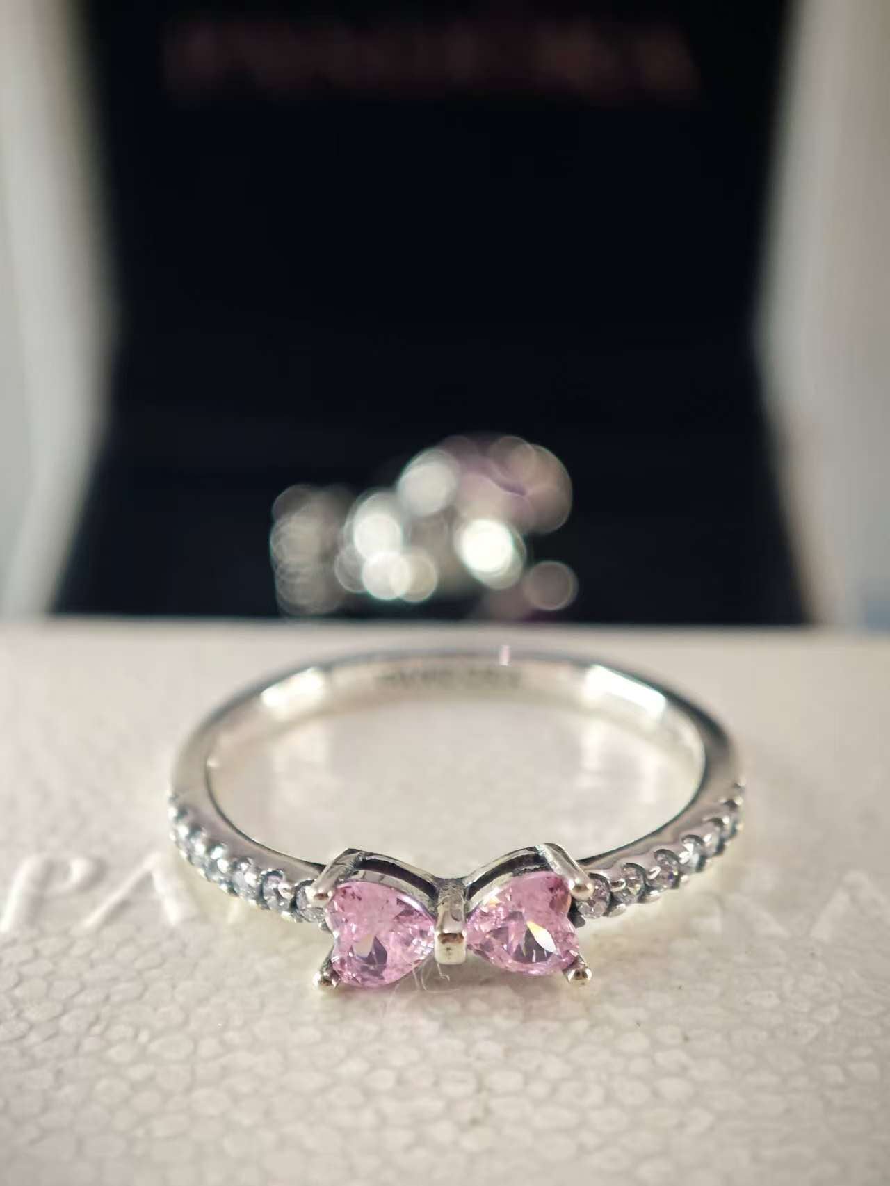 Sparkling Pink Bow Ring