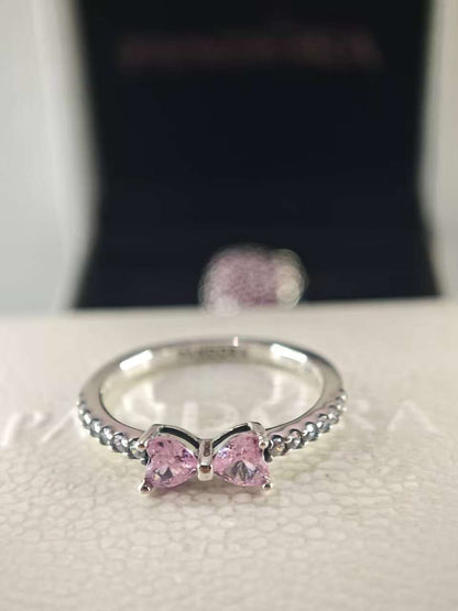 Sparkling Pink Bow Ring
