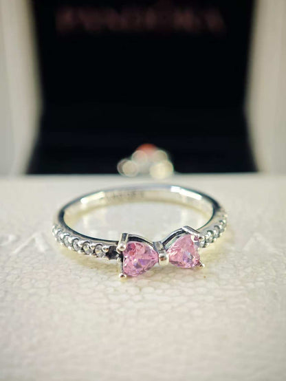 Sparkling Pink Bow Ring