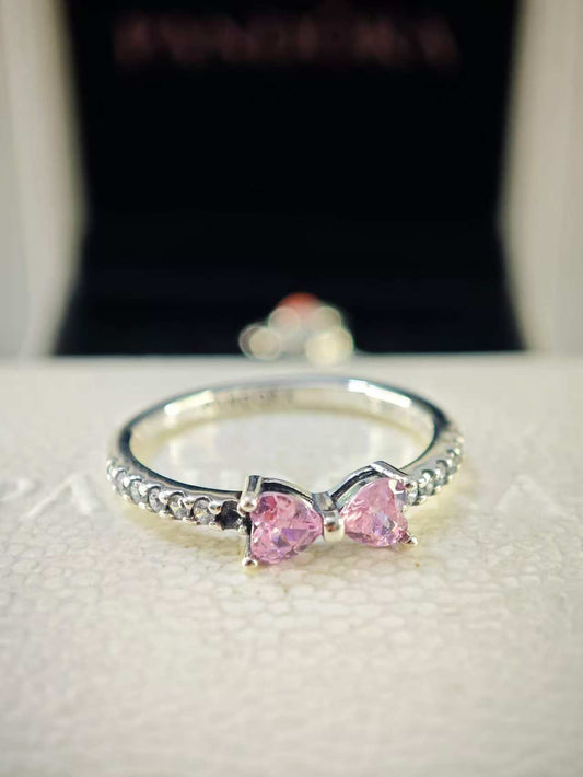 Sparkling Pink Bow Ring