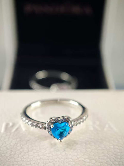 Sparkling Elevated Blue Heart Ring