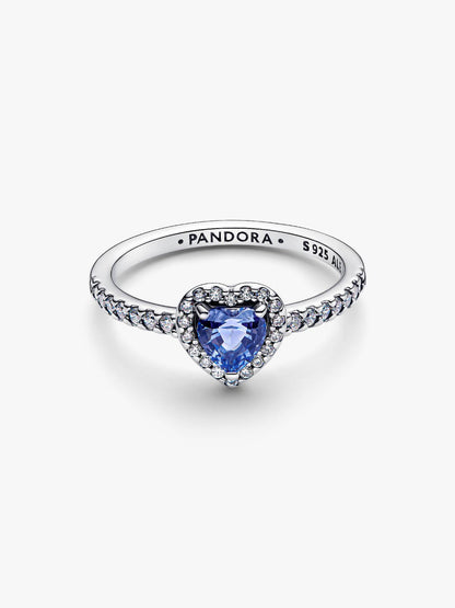 Sparkling Elevated Blue Heart Ring