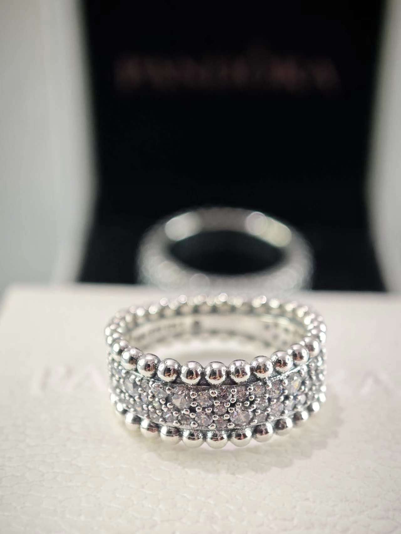 Beaded Pave Band Ring