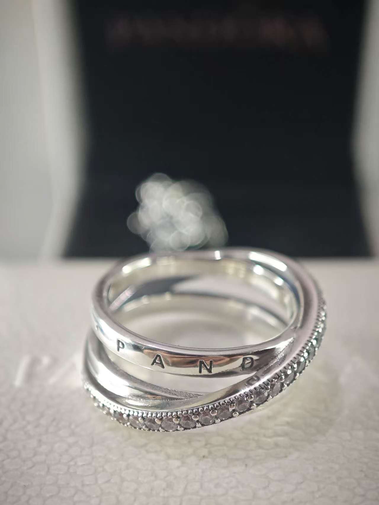 Crossover Pavé Triple Band Ring Sterling Silver