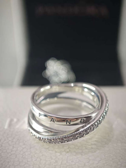 Crossover Pavé Triple Band Ring Sterling Silver