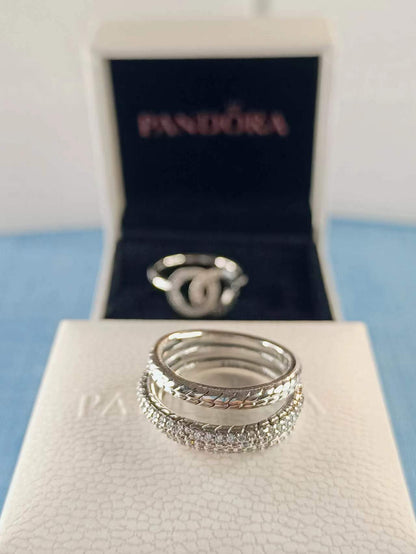 Triple Band Pavé Snake Chain Pattern Ring