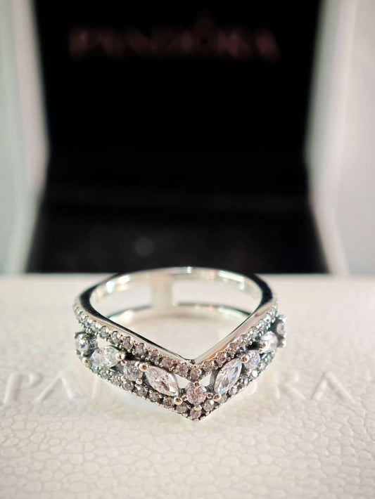 Sparkling Marquise Double Wishbone Ring
