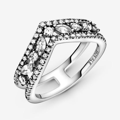 Sparkling Marquise Double Wishbone Ring