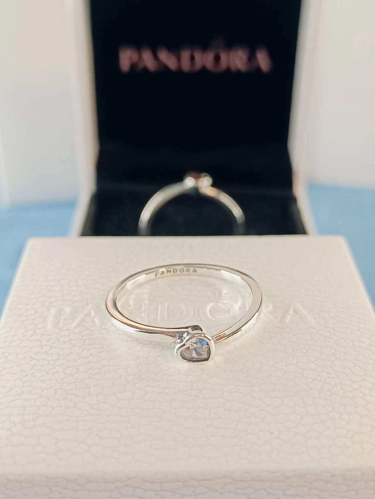 Clear Tilted Heart Solitaire Ring