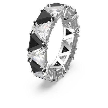 Ortyx Cocktail Ring Triangle Cut, Black, Rhodium Plated