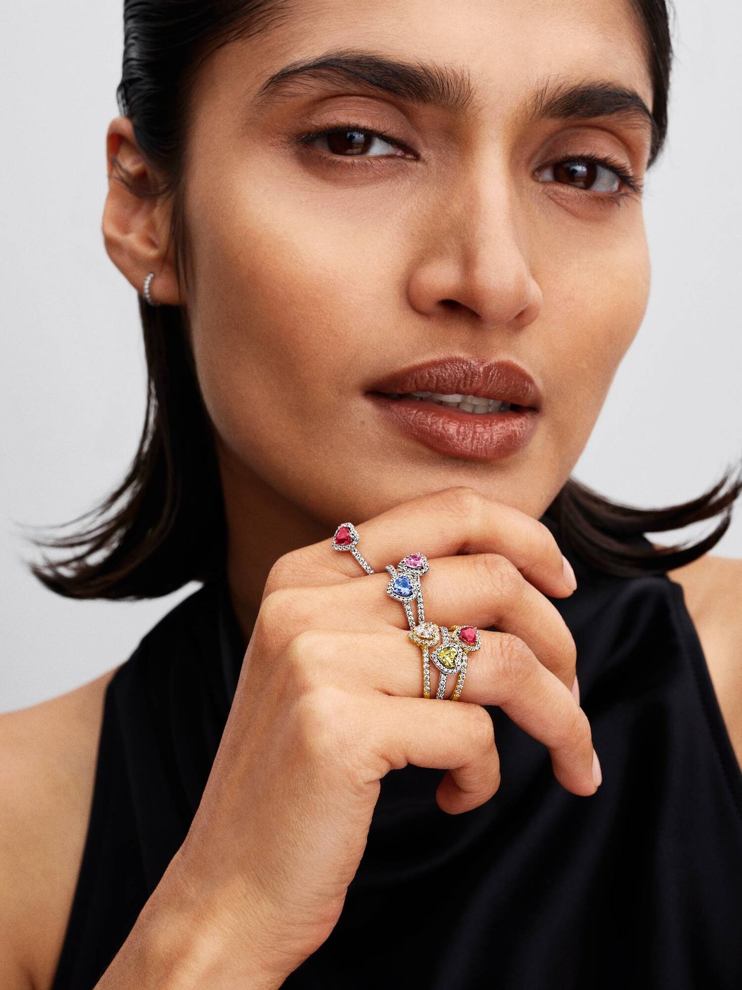 Sparkling Elevated Blue Heart Ring