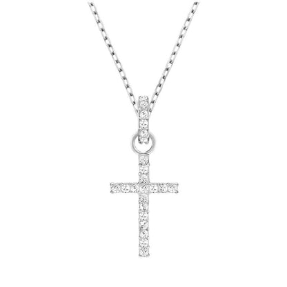 Mini Cross Pendant Necklace, Rhodium Plated