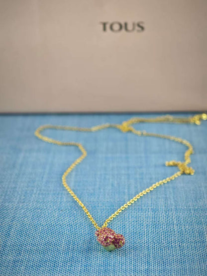 Sapphire and gold Bold Bear necklace