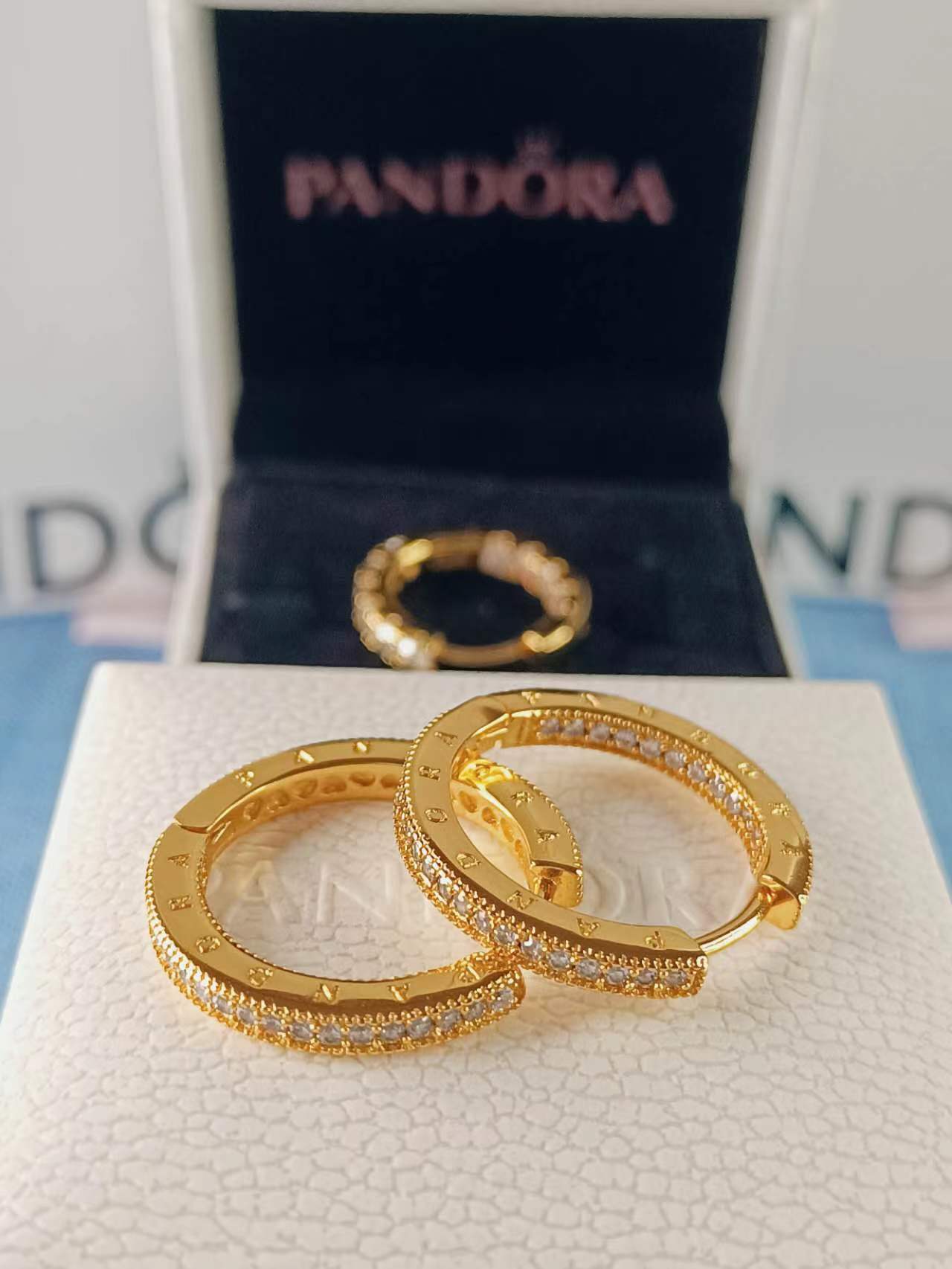 Signature Logo & Pavé Hoop Earrings