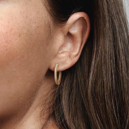 Signature Logo & Pavé Hoop Earrings