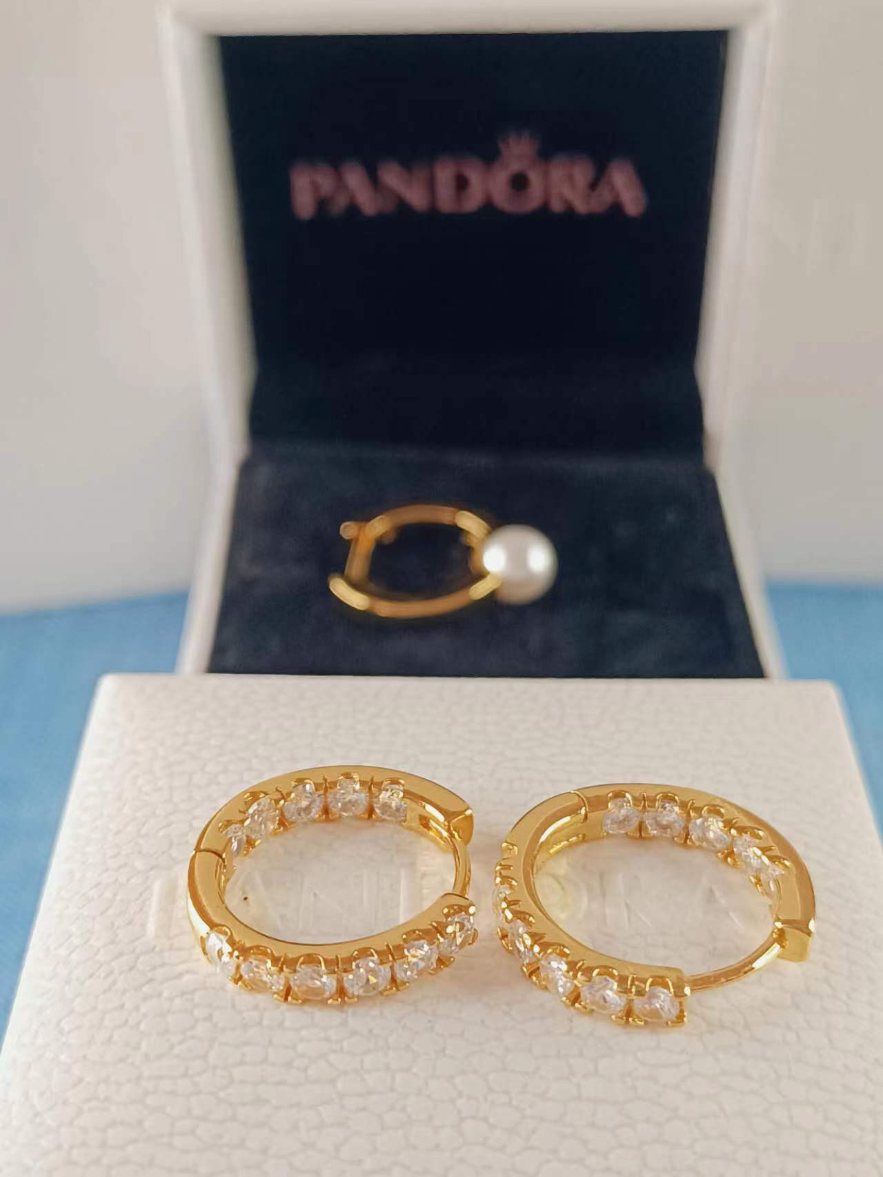 Gold Sparkling Row Eternity Hoop Earrings