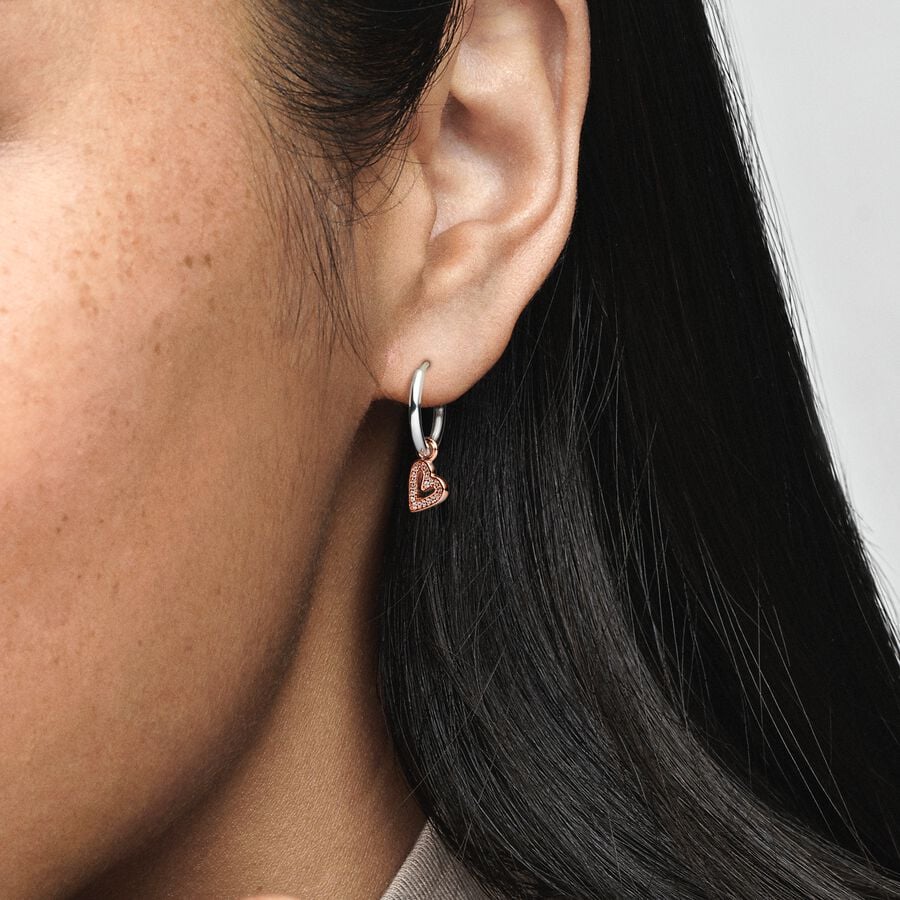 Sparkling Freehand Heart Hoop Earrings