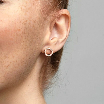 Sparkling Circle Stud Earrings Rose gold plated