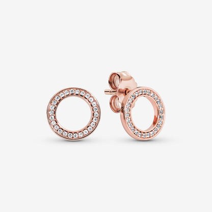 Sparkling Circle Stud Earrings Rose gold plated