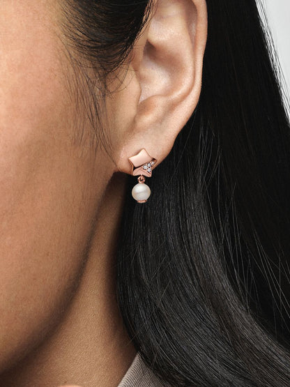 Lucky Star Treated Freshwater Cultured Pearl Drop Earrings Rose Gold