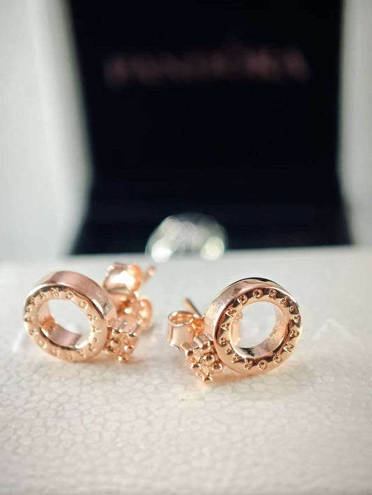 Signature Rose Logo Crown O Stud Earrings
