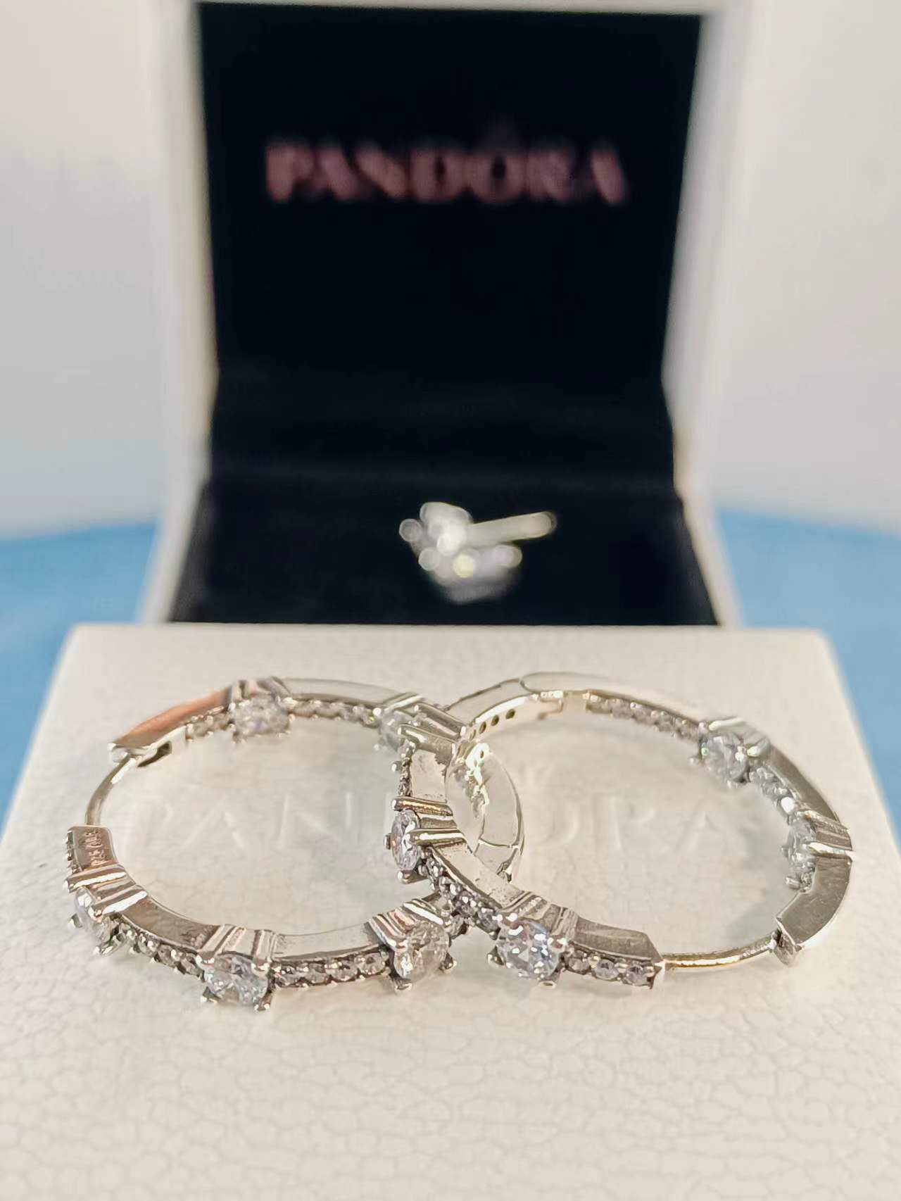 Sparkling Pavé Bars Hoop Earrings