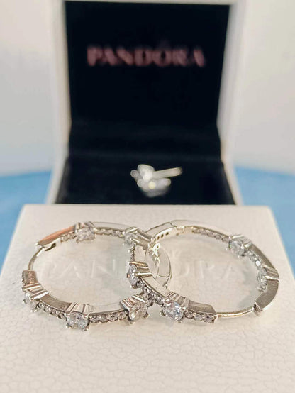 Sparkling Pavé Bars Hoop Earrings