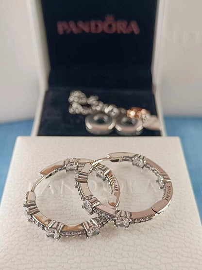Sparkling Pavé Bars Hoop Earrings