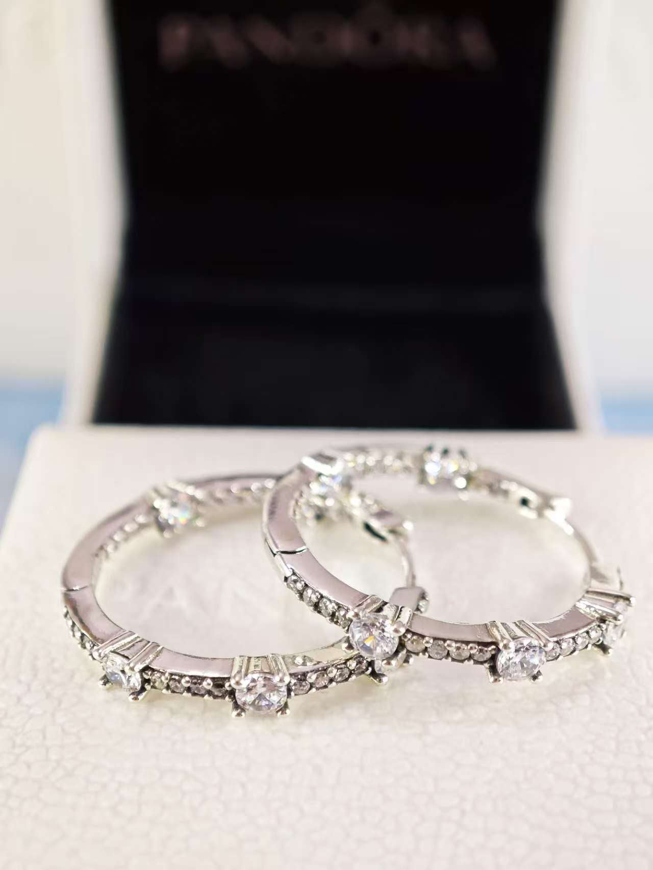 Sparkling Pavé Bars Hoop Earrings