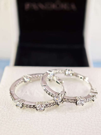 Sparkling Pavé Bars Hoop Earrings