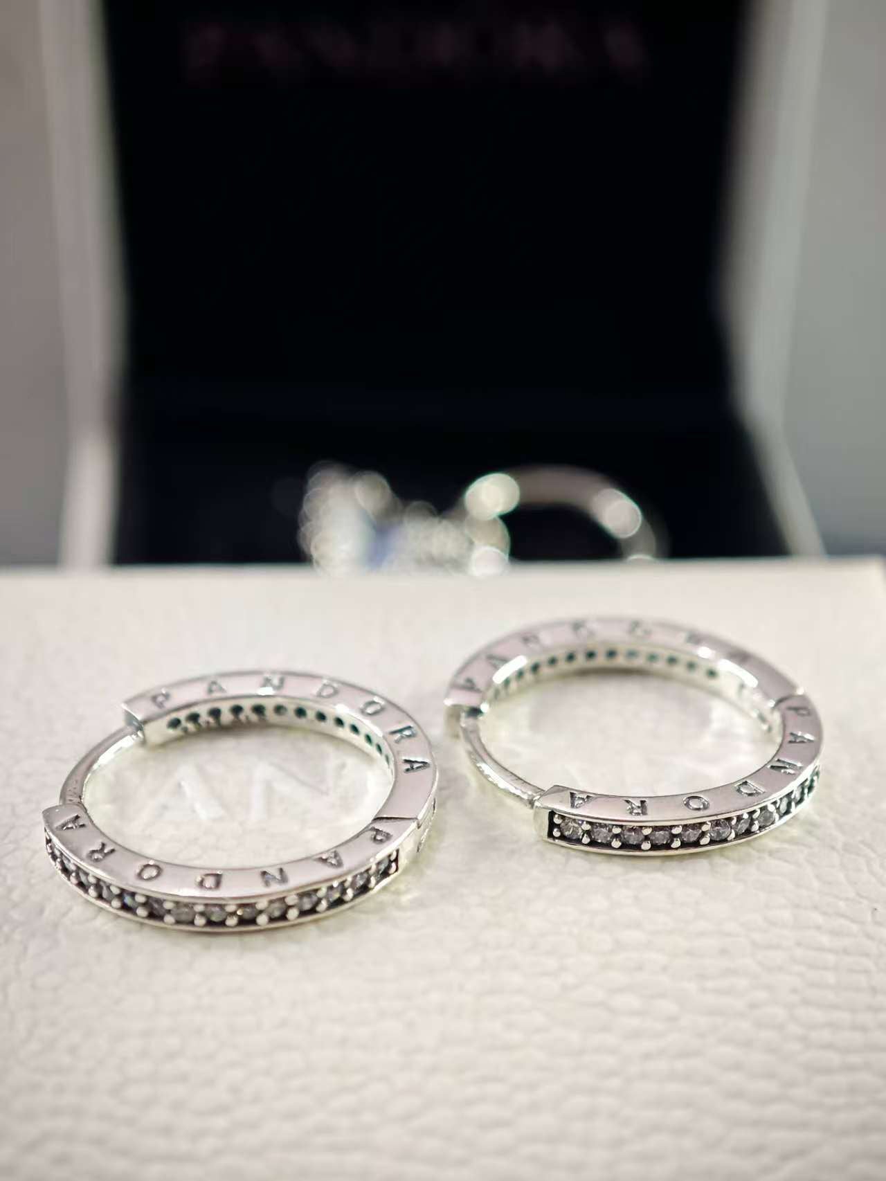 Sparkle and Logo Hoop Earrings