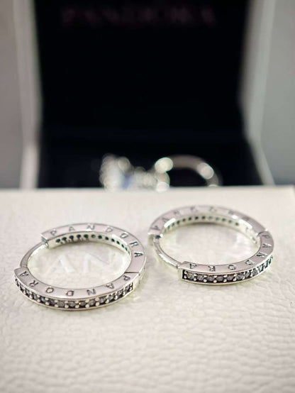 Sparkle and Logo Hoop Earrings