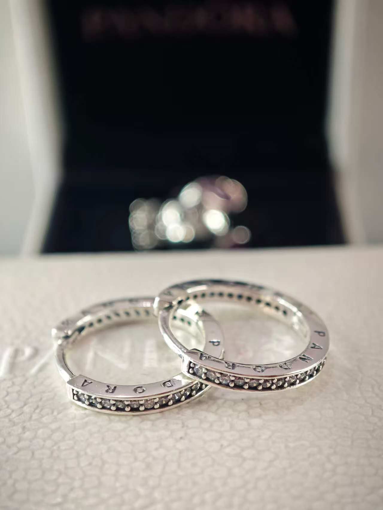 Sparkle and Logo Hoop Earrings