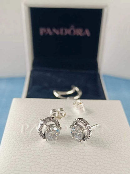 Sparkling Round Halo Stud Earrings