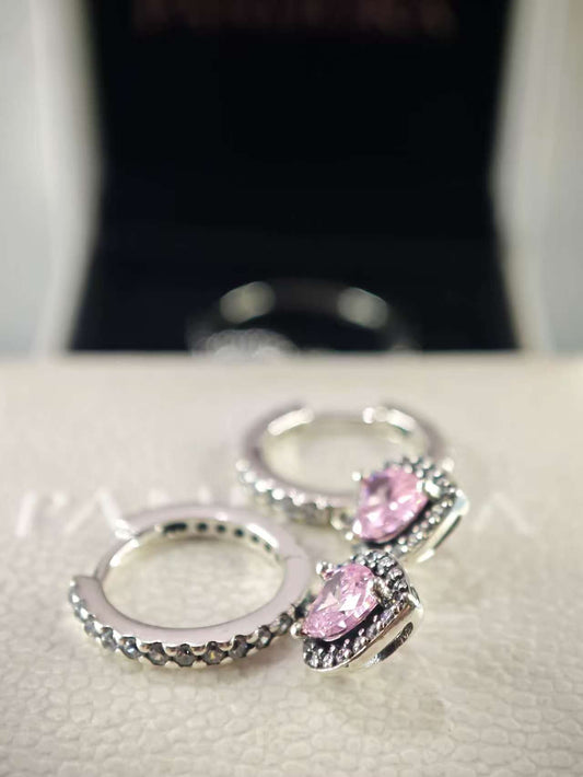Sparkling Halo Heart Hoop Earrings