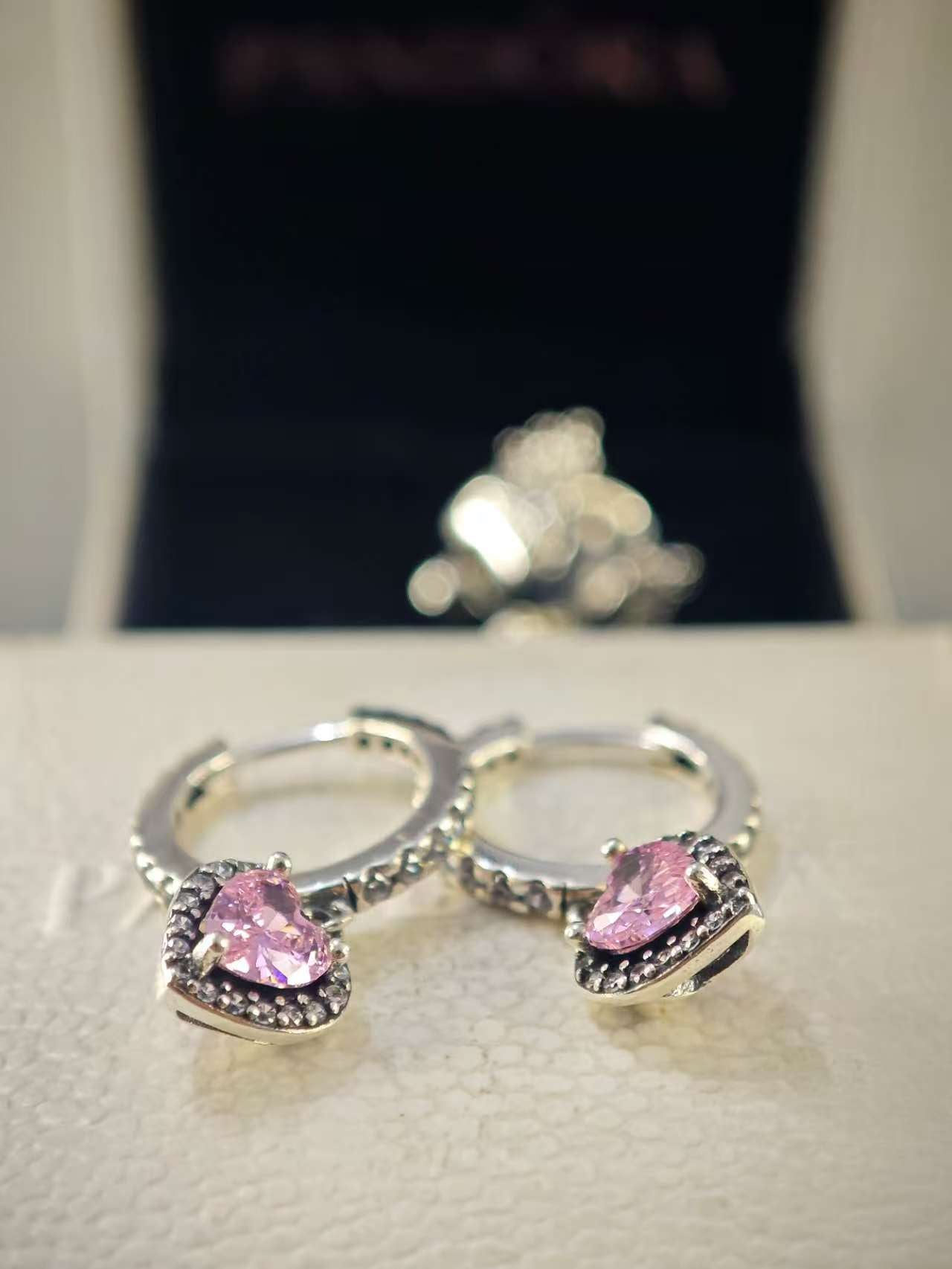Sparkling Halo Heart Hoop Earrings
