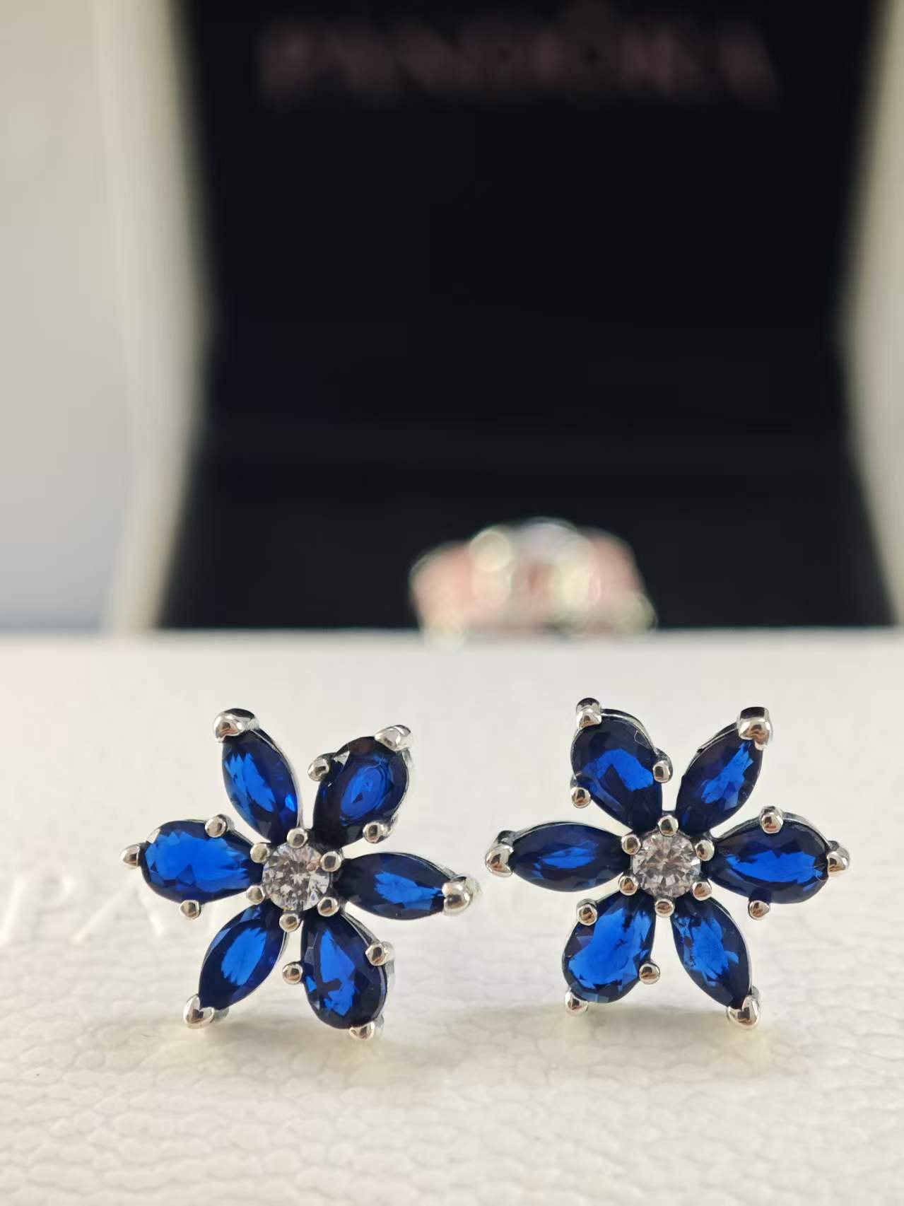Sparkling Blue Herbarium Cluster Stud Earrings