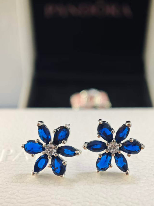 Sparkling Blue Herbarium Cluster Stud Earrings