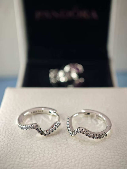 Sparkling Wave Hoop Earrings