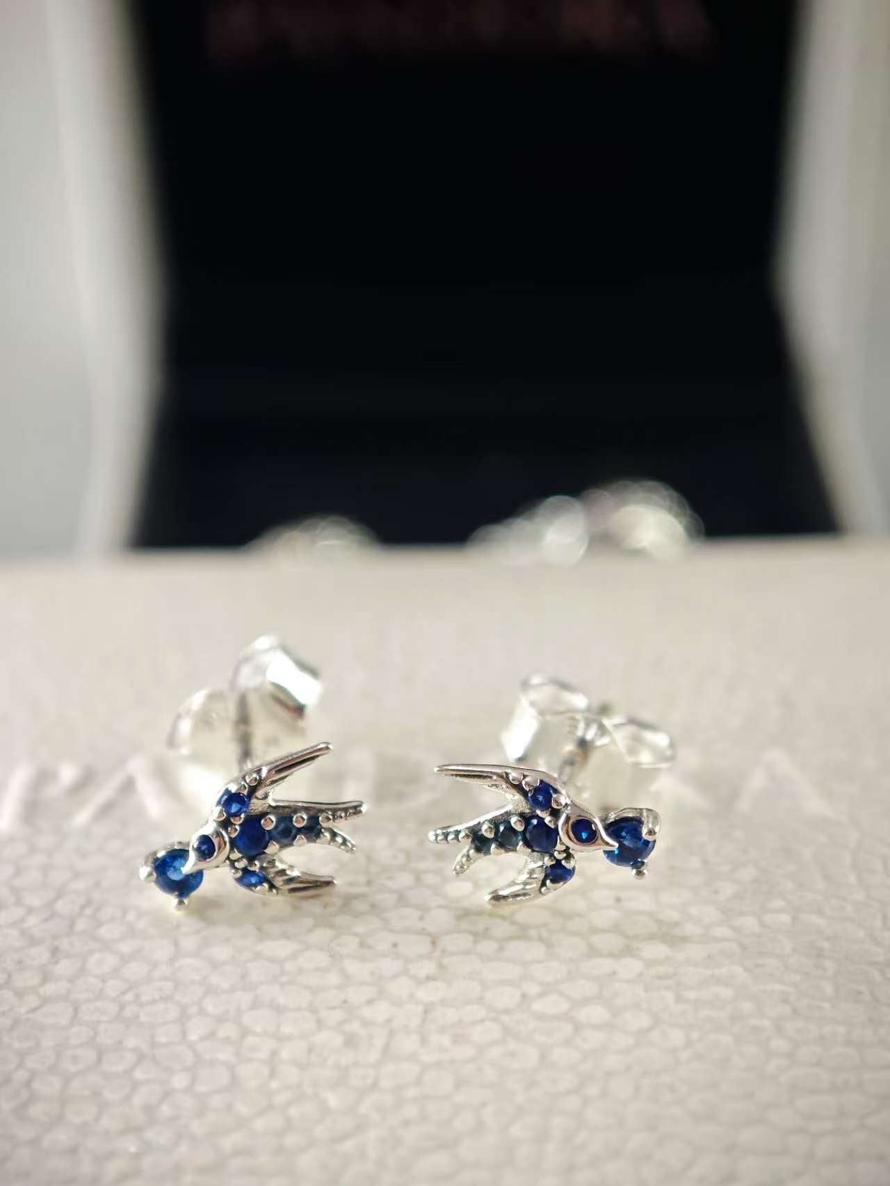 Sparkling Swallow Stud Earrings