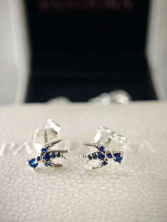 Sparkling Swallow Stud Earrings