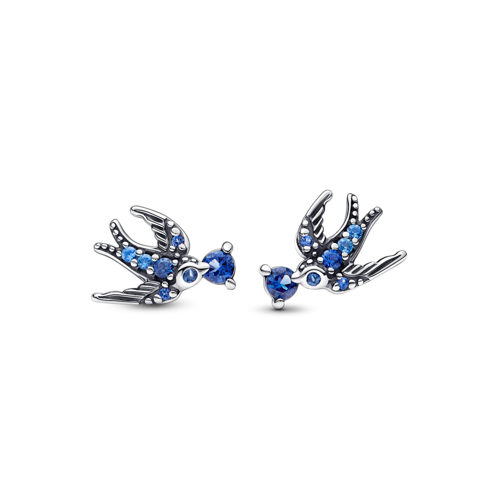 Sparkling Swallow Stud Earrings