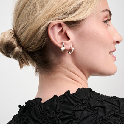 Cultured pearls and Organically Shaped Earrings Sterling silver