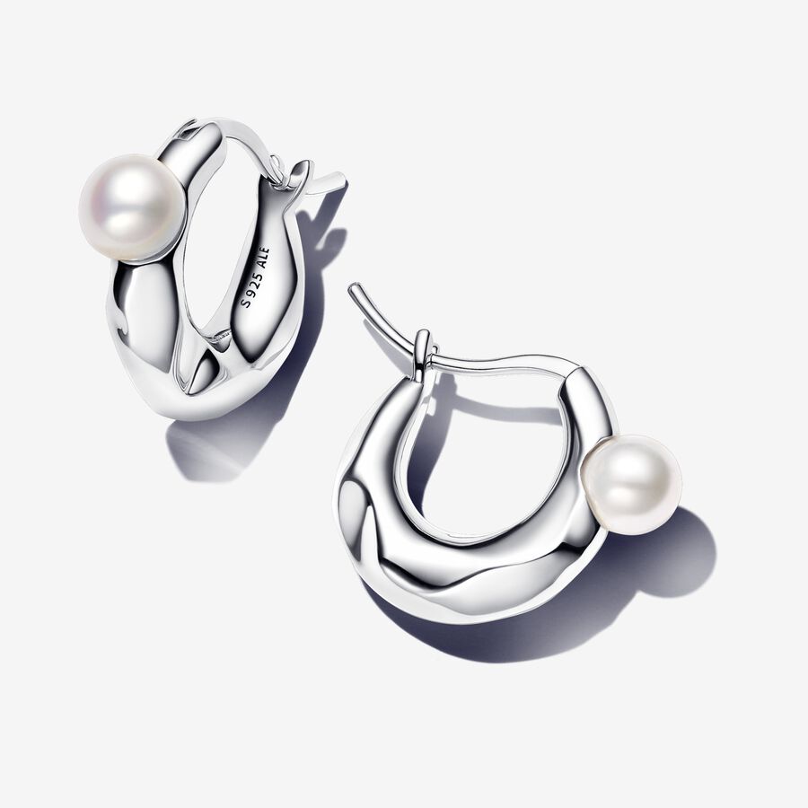 Cultured pearls and Organically Shaped Earrings Sterling silver